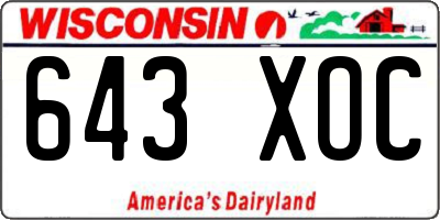 WI license plate 643XOC