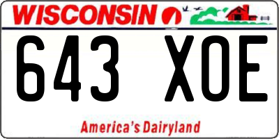 WI license plate 643XOE