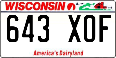 WI license plate 643XOF