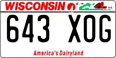 WI license plate 643XOG