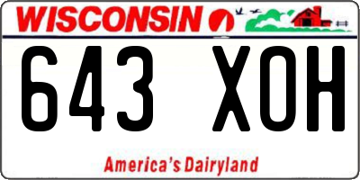 WI license plate 643XOH