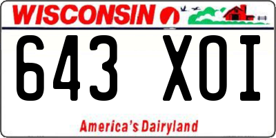 WI license plate 643XOI