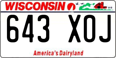 WI license plate 643XOJ