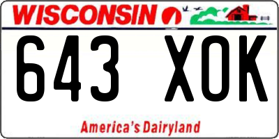 WI license plate 643XOK
