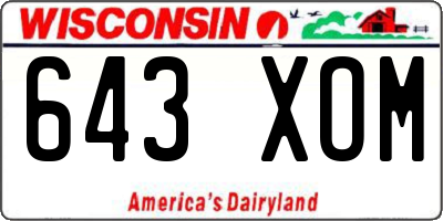 WI license plate 643XOM