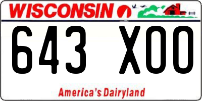 WI license plate 643XOO