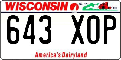 WI license plate 643XOP
