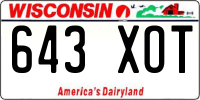 WI license plate 643XOT