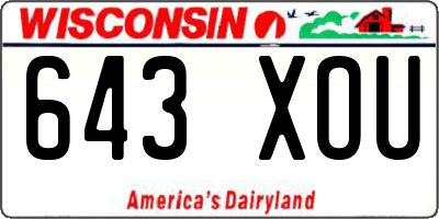 WI license plate 643XOU