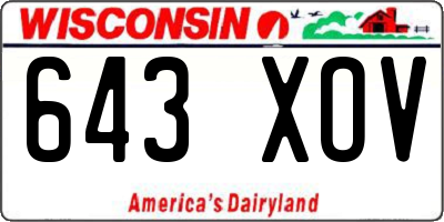 WI license plate 643XOV