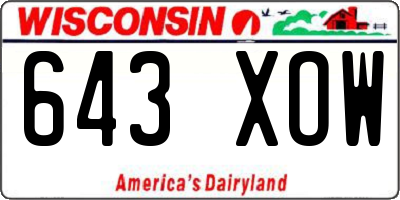 WI license plate 643XOW