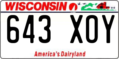 WI license plate 643XOY