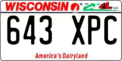 WI license plate 643XPC
