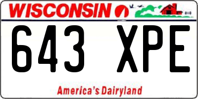 WI license plate 643XPE