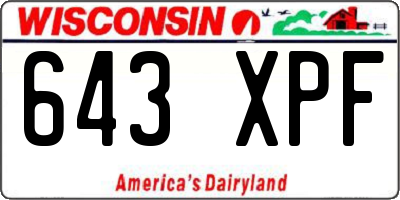 WI license plate 643XPF