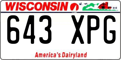 WI license plate 643XPG