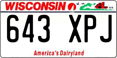 WI license plate 643XPJ