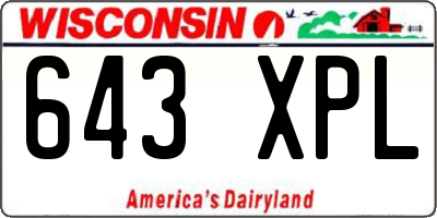 WI license plate 643XPL