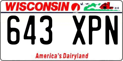 WI license plate 643XPN