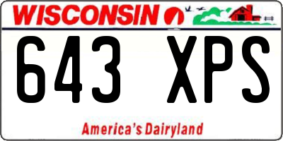 WI license plate 643XPS
