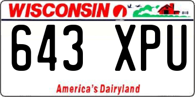 WI license plate 643XPU