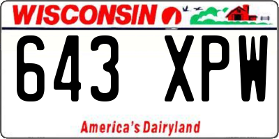 WI license plate 643XPW