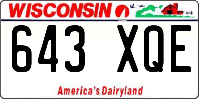 WI license plate 643XQE