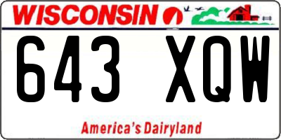WI license plate 643XQW