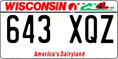 WI license plate 643XQZ