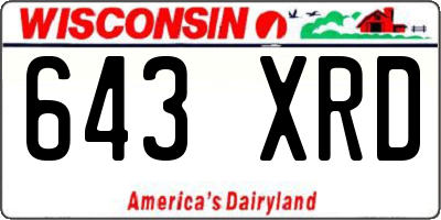 WI license plate 643XRD