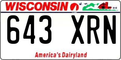 WI license plate 643XRN
