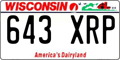 WI license plate 643XRP