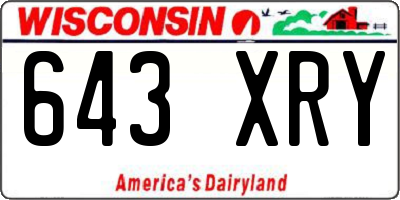WI license plate 643XRY