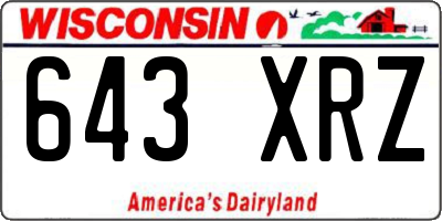 WI license plate 643XRZ