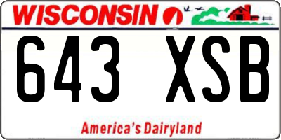 WI license plate 643XSB
