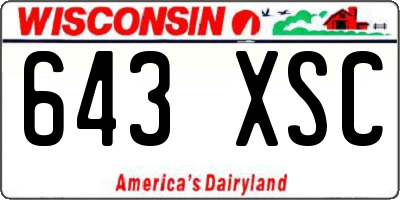 WI license plate 643XSC