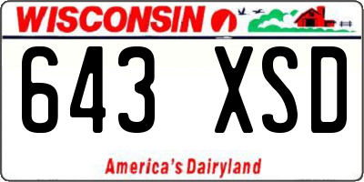 WI license plate 643XSD