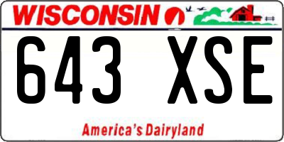 WI license plate 643XSE