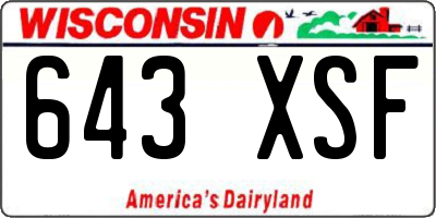 WI license plate 643XSF