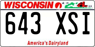 WI license plate 643XSI