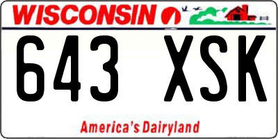 WI license plate 643XSK