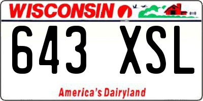 WI license plate 643XSL