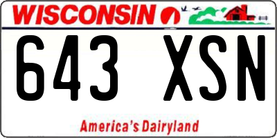 WI license plate 643XSN