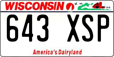 WI license plate 643XSP
