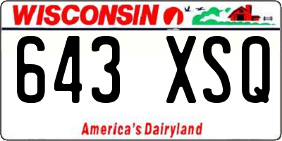 WI license plate 643XSQ