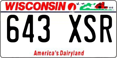 WI license plate 643XSR