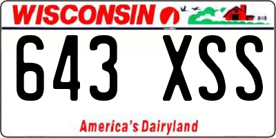 WI license plate 643XSS