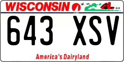 WI license plate 643XSV