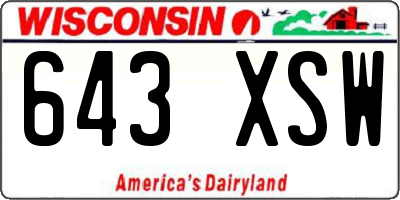 WI license plate 643XSW