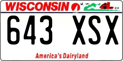 WI license plate 643XSX